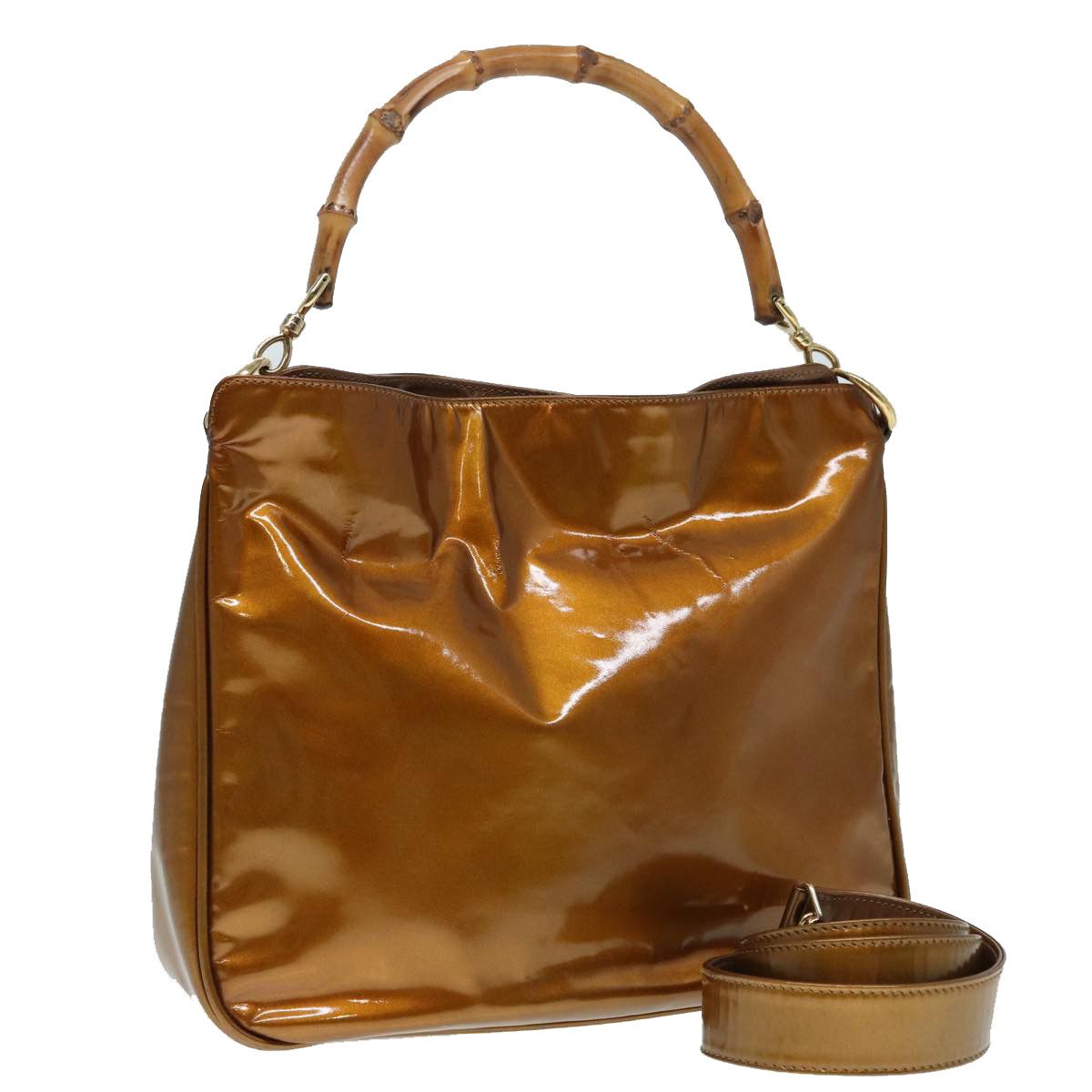Gucci Bamboo Brown Patent Leather Handbag (Pre-Owned) Size ONE SIZE - 13 Thumbnail