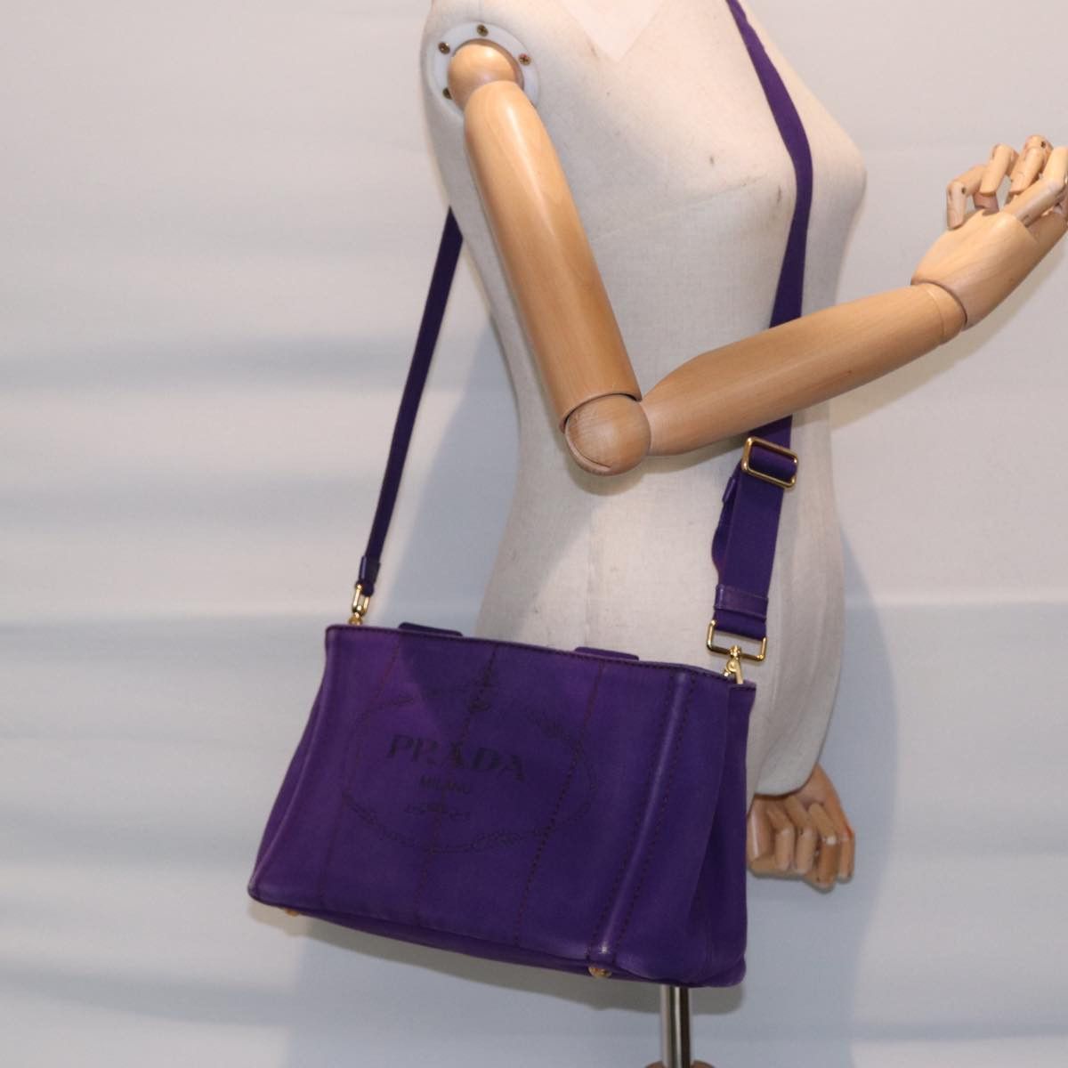 Prada Canapa Purple Canvas Handbag (Pre-Owned) Size ONE SIZE - 15 Thumbnail