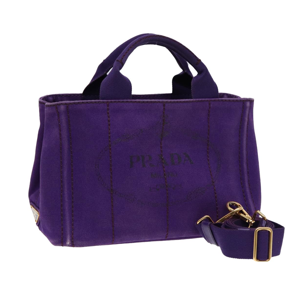 Prada Canapa Purple Canvas Handbag (Pre-Owned) Size ONE SIZE - 20 Thumbnail