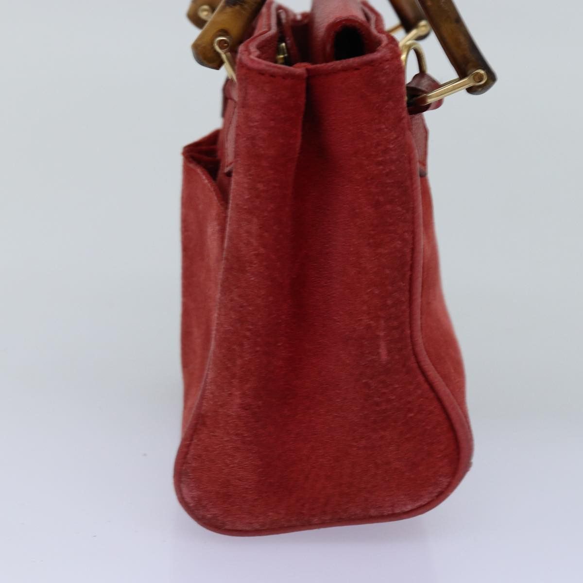 Gucci Bamboo Red Suede Handbag (Pre-Owned) Size ONE SIZE - 13 Thumbnail