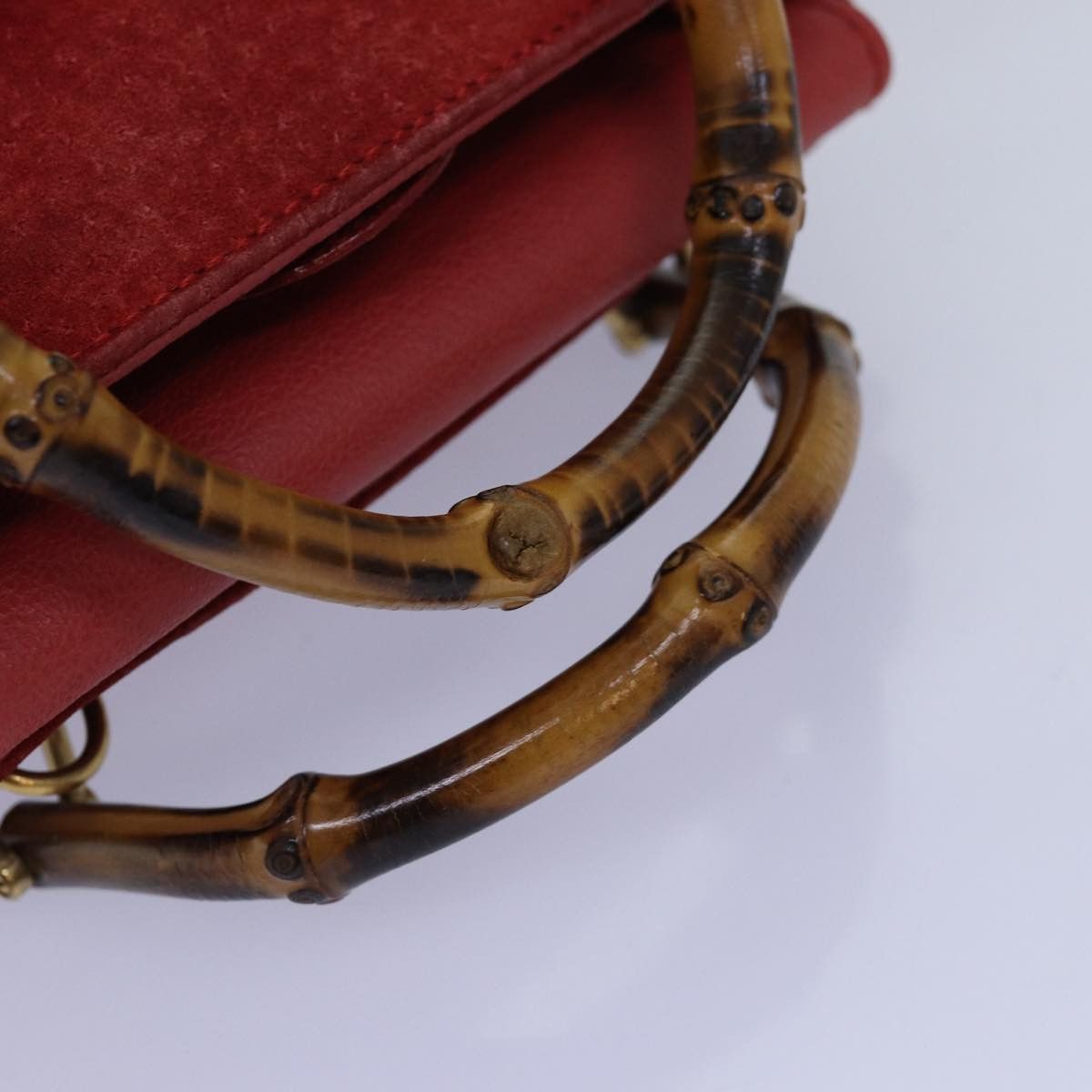 Gucci Bamboo Red Suede Handbag (Pre-Owned) Size ONE SIZE - 10 Thumbnail