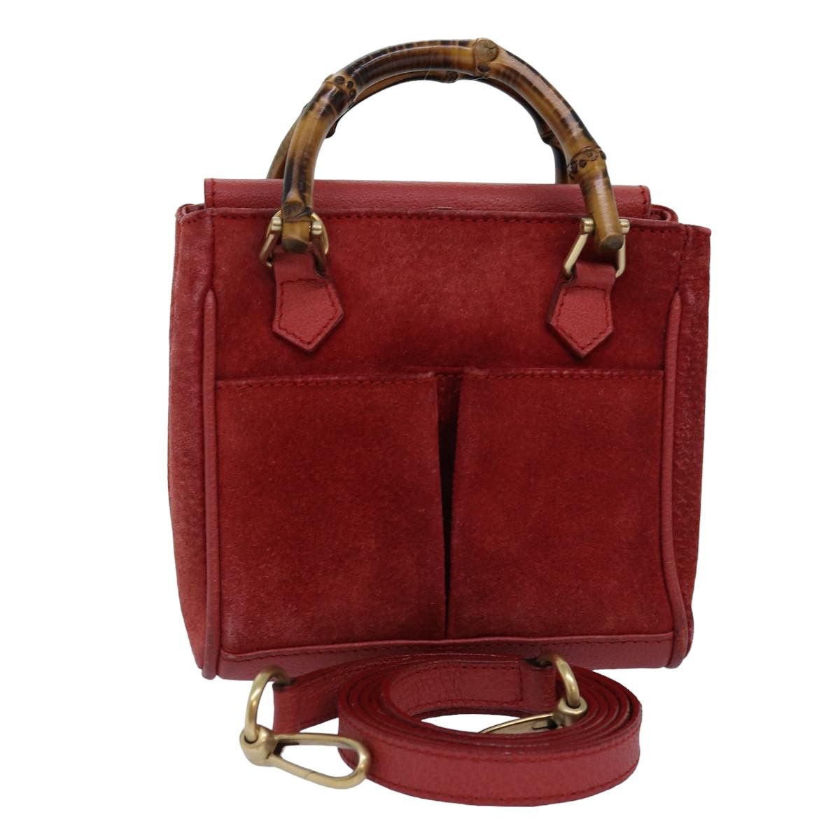 Gucci Bamboo Red Suede Handbag (Pre-Owned) Size ONE SIZE - 9 Thumbnail