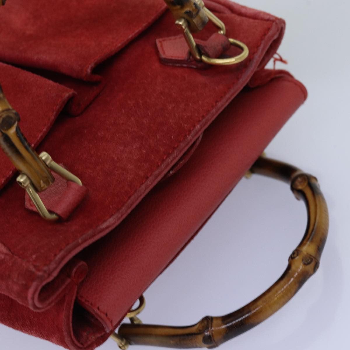 Gucci Bamboo Red Suede Handbag (Pre-Owned) Size ONE SIZE - 4 Thumbnail