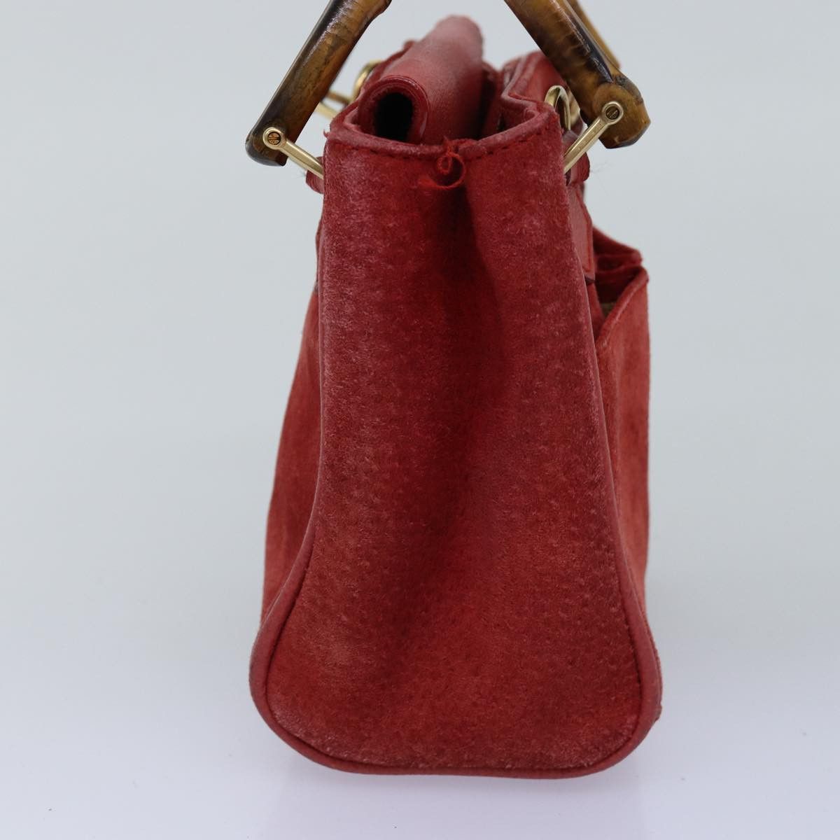 Gucci Bamboo Red Suede Handbag (Pre-Owned) Size ONE SIZE - 17 Thumbnail