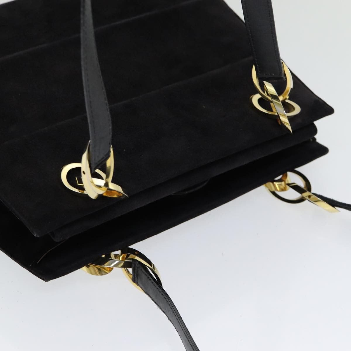 Salvatore Ferragamo Black Suede Shoulder Bag (Pre-Owned) Size ONE SIZE - 4 Thumbnail