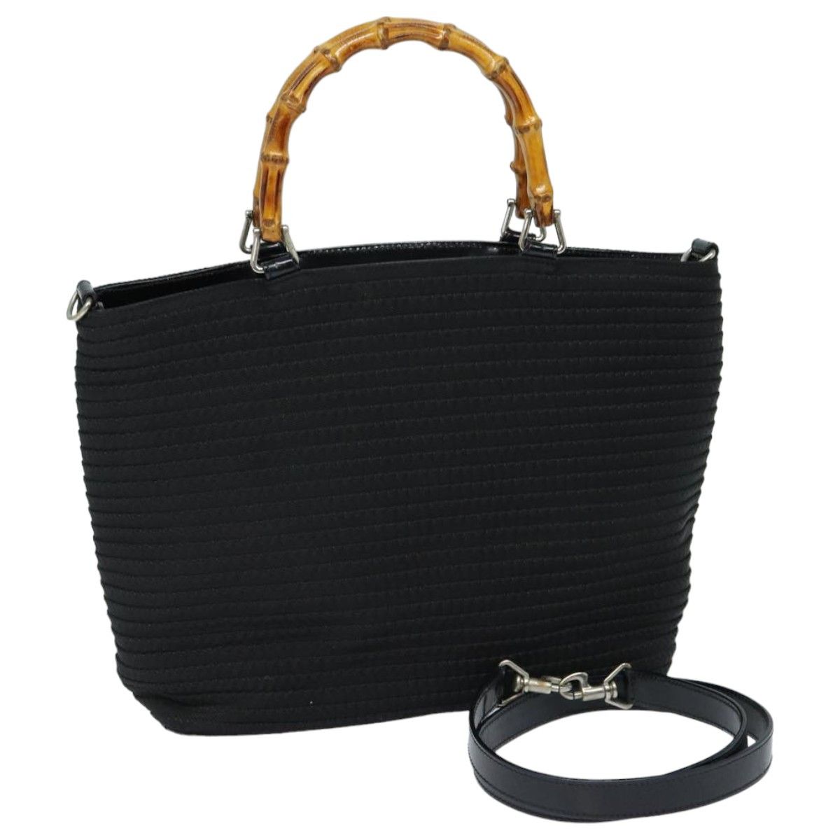 Gucci Bamboo Black Synthetic Handbag (Pre-Owned) Size ONE SIZE - 19 Thumbnail