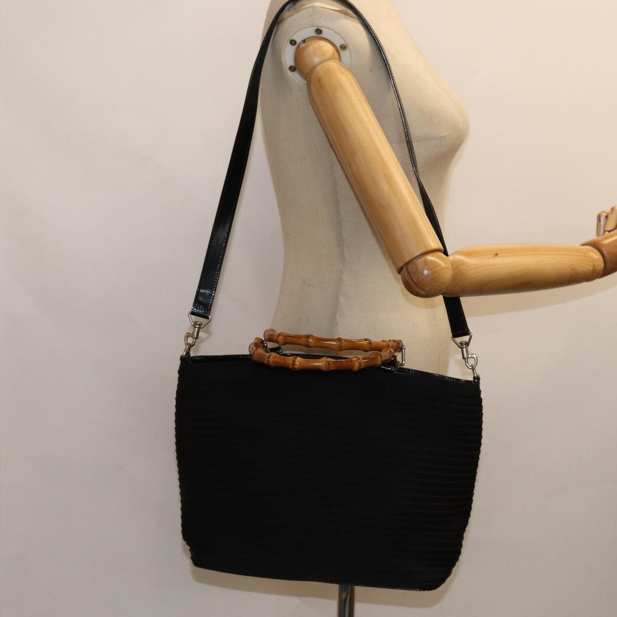 Gucci Bamboo Black Synthetic Handbag (Pre-Owned) Size ONE SIZE - 7 Thumbnail