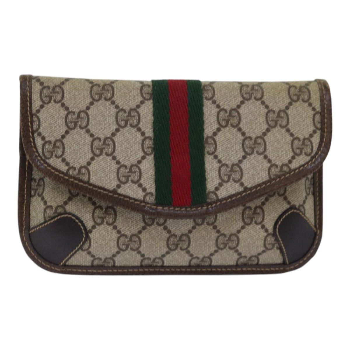 Gucci Web Beige Canvas Clutch Bag (Pre-Owned) Size ONE SIZE - 11 Thumbnail