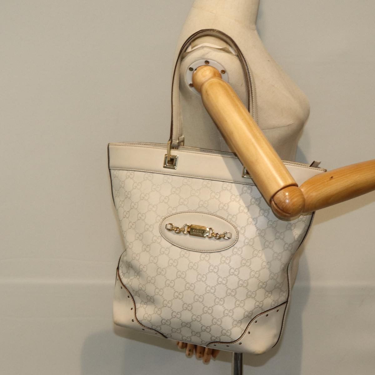 Gucci Gg Canvas White Canvas Tote Bag (Pre-Owned) Size ONE SIZE - 7 Thumbnail