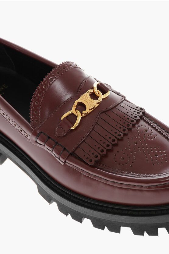 Celine Margaret Loafer with Fringes Burgundy Size US 7 / IT 37 - 4 Thumbnail