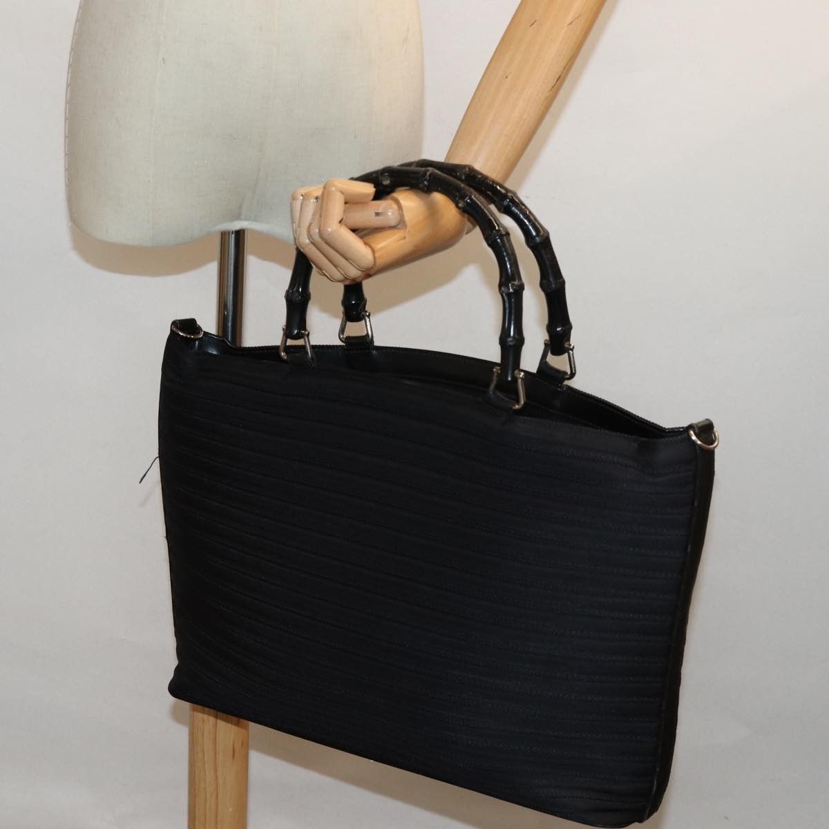 Gucci Bamboo Black Synthetic Handbag (Pre-Owned) Size ONE SIZE - 7 Thumbnail