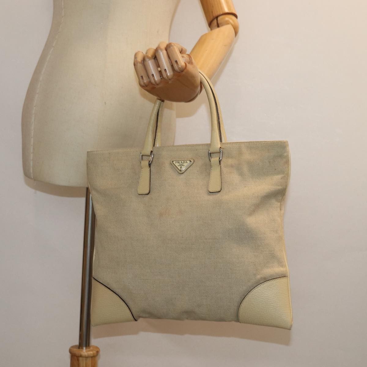 Prada Canapa Beige Canvas Handbag (Pre-Owned) Size ONE SIZE - 7 Thumbnail