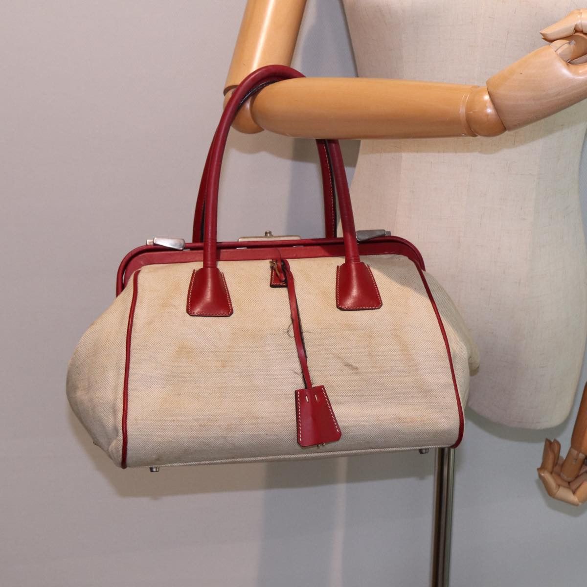 Prada Ecru Canvas Handbag (Pre-Owned) Size ONE SIZE - 7 Thumbnail