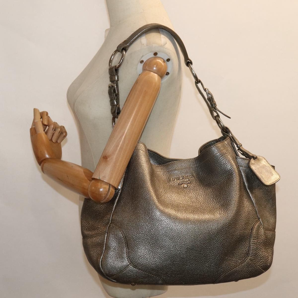 Prada Gold Leather Shoulder Bag (Pre-Owned) Size ONE SIZE - 7 Thumbnail