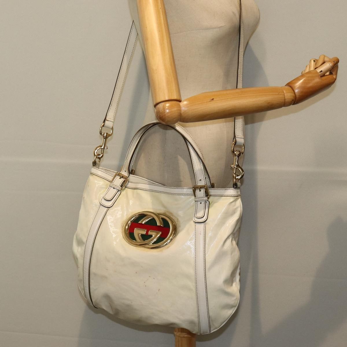 Gucci Ophidia White Canvas Handbag (Pre-Owned) Size ONE SIZE - 7 Thumbnail