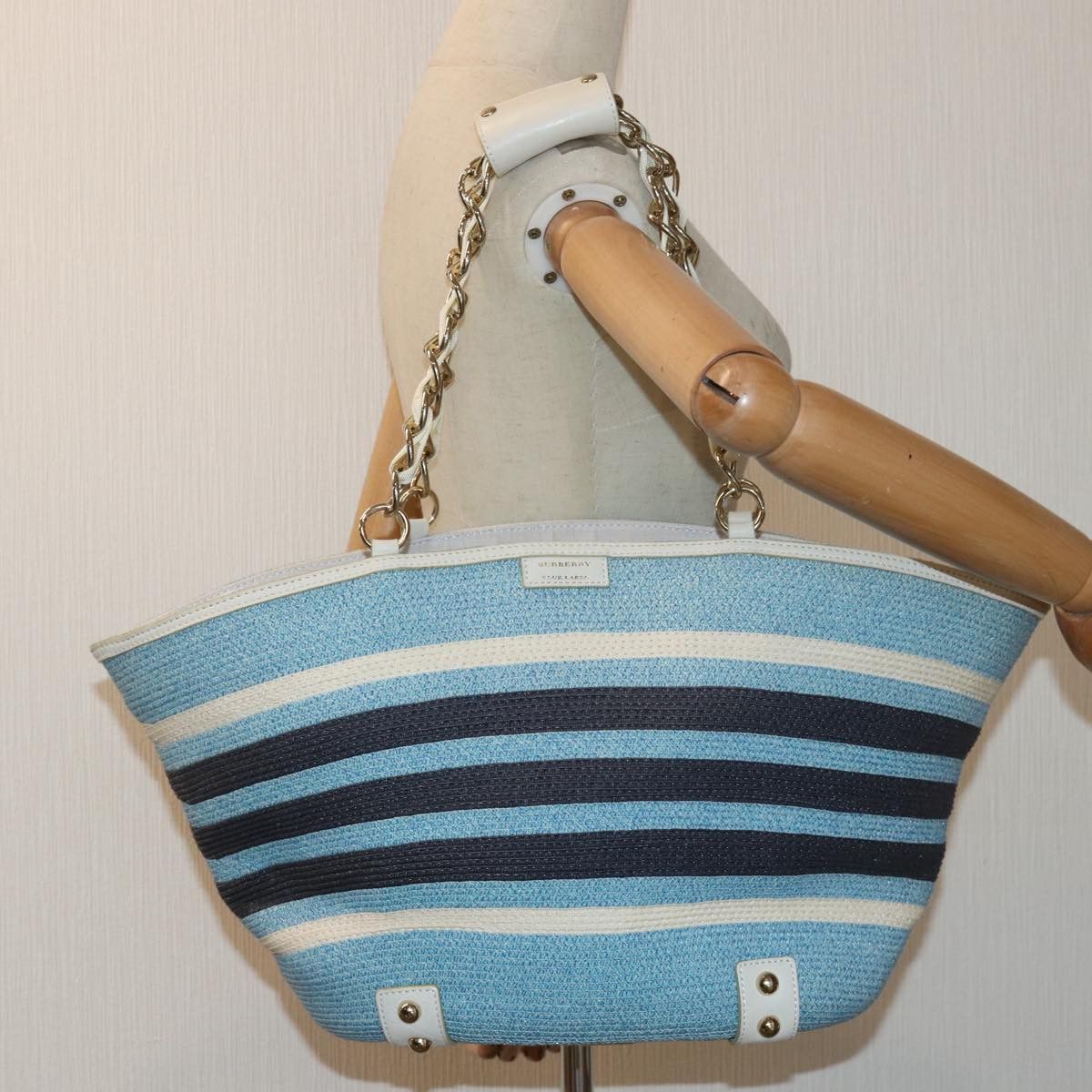 Burberry Blue Canvas Tote Bag (Pre-Owned) Size ONE SIZE - 7 Thumbnail
