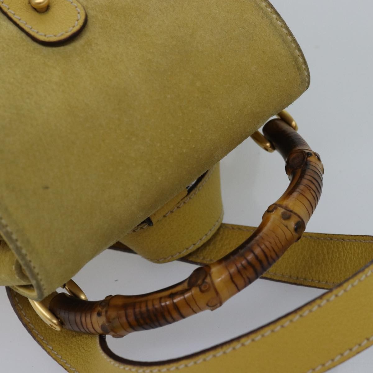Gucci Bamboo Yellow Suede Backpack Bag (Pre-Owned) Size ONE SIZE - 10 Thumbnail