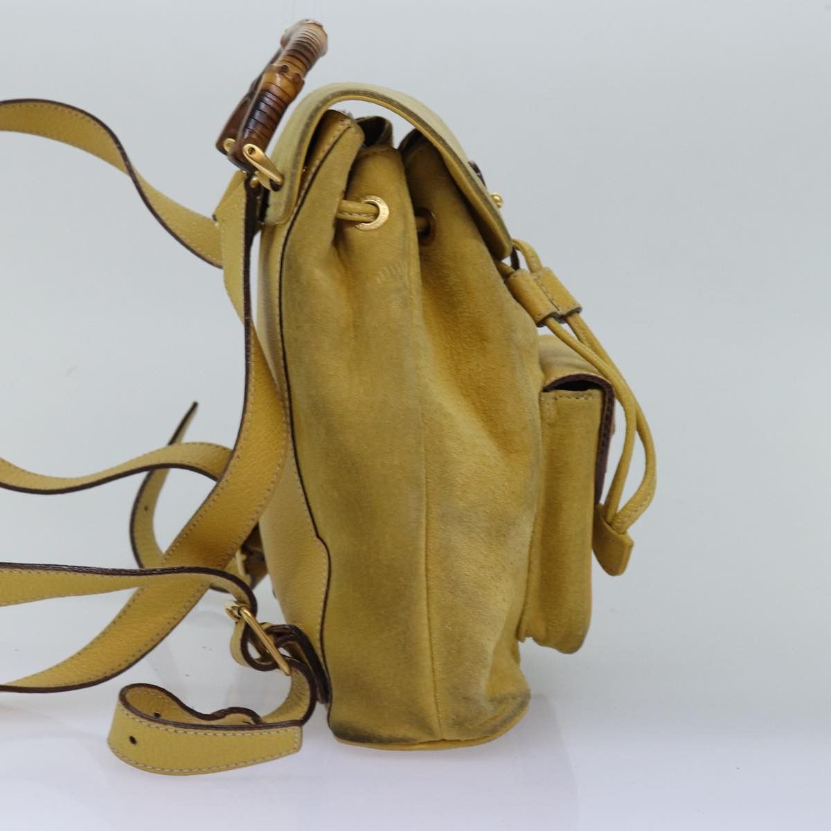Gucci Bamboo Yellow Suede Backpack Bag (Pre-Owned) Size ONE SIZE - 4 Thumbnail