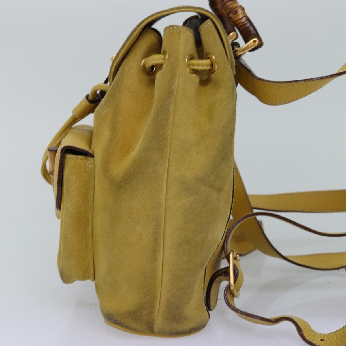 Gucci Bamboo Yellow Suede Backpack Bag (Pre-Owned) Size ONE SIZE - 9 Thumbnail