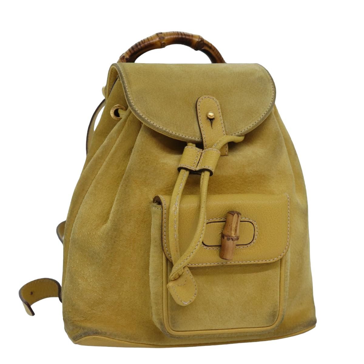 Gucci Bamboo Yellow Suede Backpack Bag (Pre-Owned) Size ONE SIZE - 15 Thumbnail