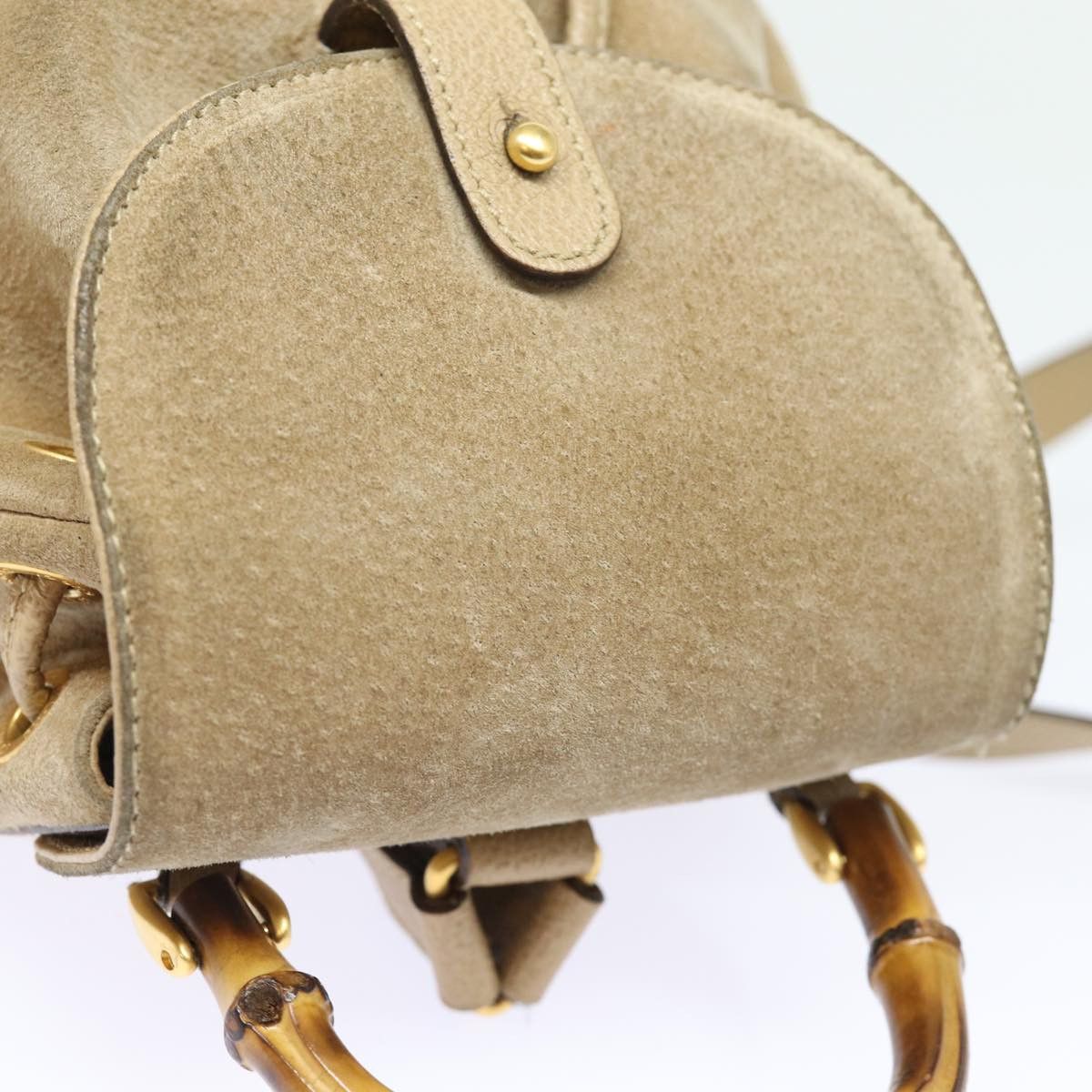 Gucci Bamboo Beige Suede Backpack Bag (Pre-Owned) Size ONE SIZE - 4 Thumbnail