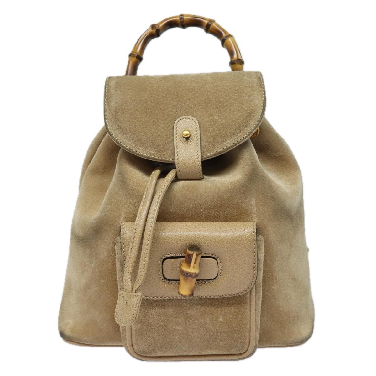Gucci Bamboo Beige Suede Backpack Bag (Pre-Owned) Size ONE SIZE - 9 Thumbnail