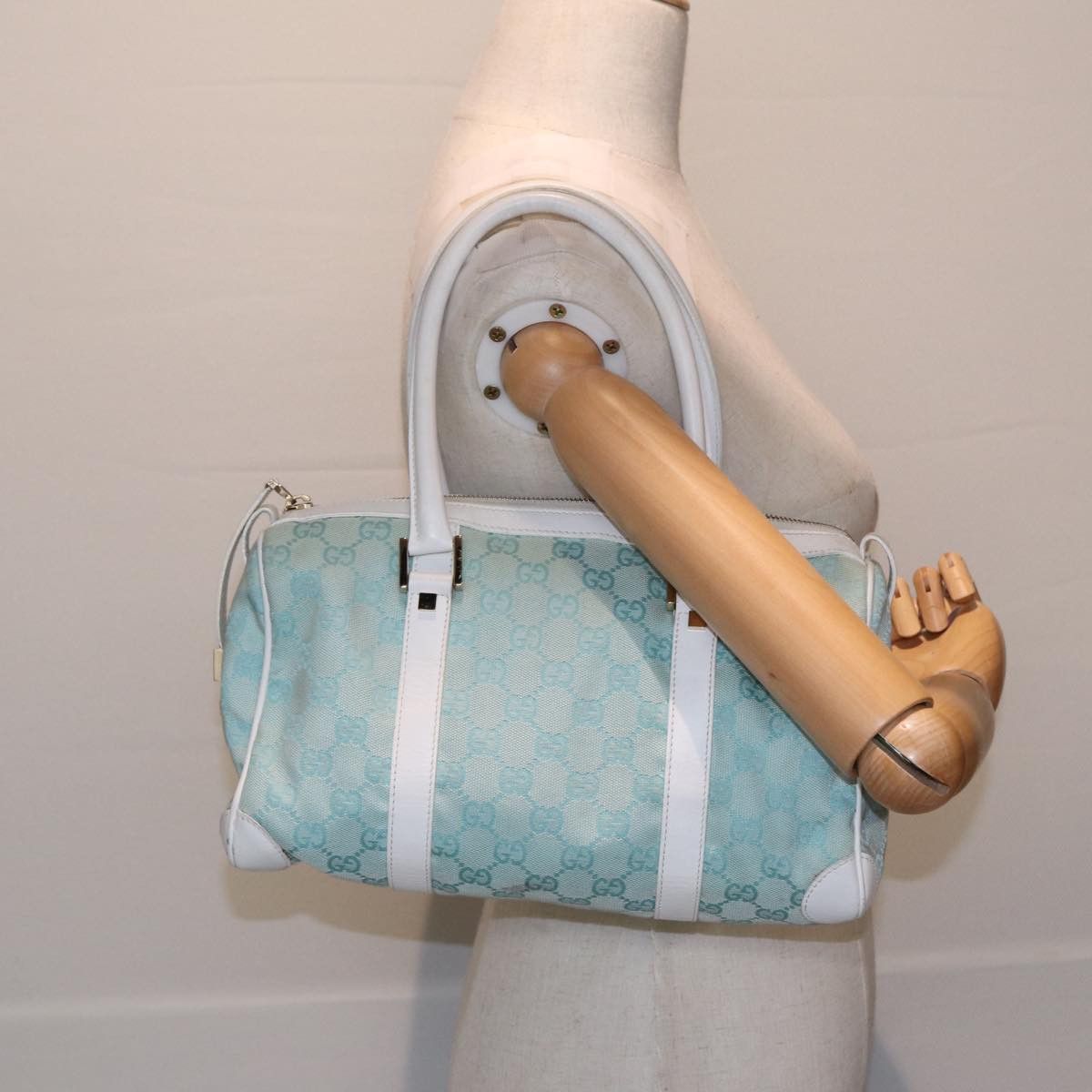 Gucci Gg Canvas Blue Canvas Handbag (Pre-Owned) Size ONE SIZE - 7 Thumbnail