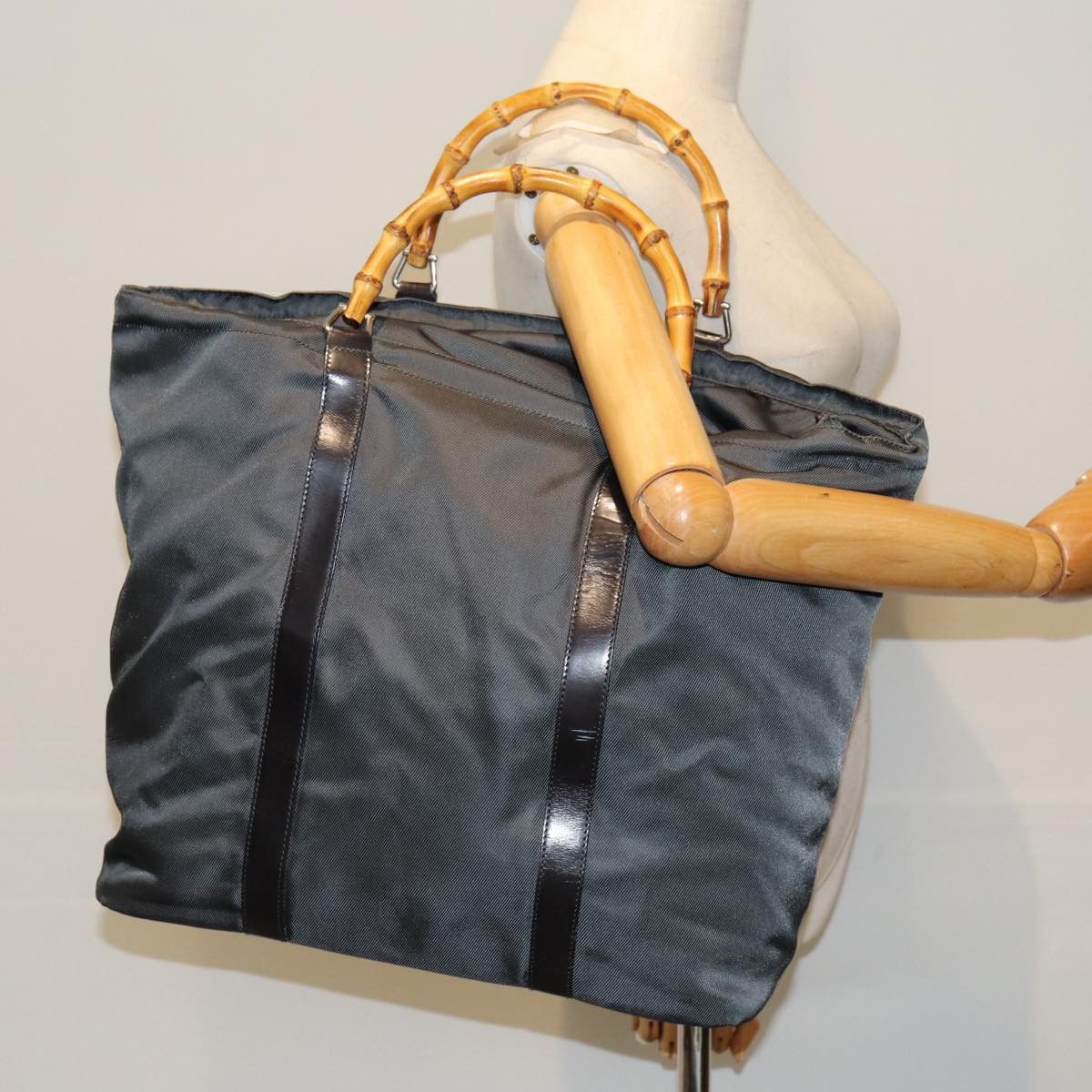 Gucci Bamboo Black Synthetic Tote Bag (Pre-Owned) Size ONE SIZE - 7 Thumbnail
