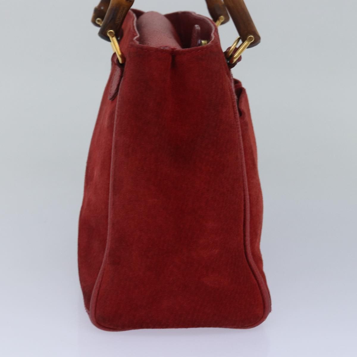 Gucci Bamboo Red Suede Handbag (Pre-Owned) Size ONE SIZE - 11 Thumbnail