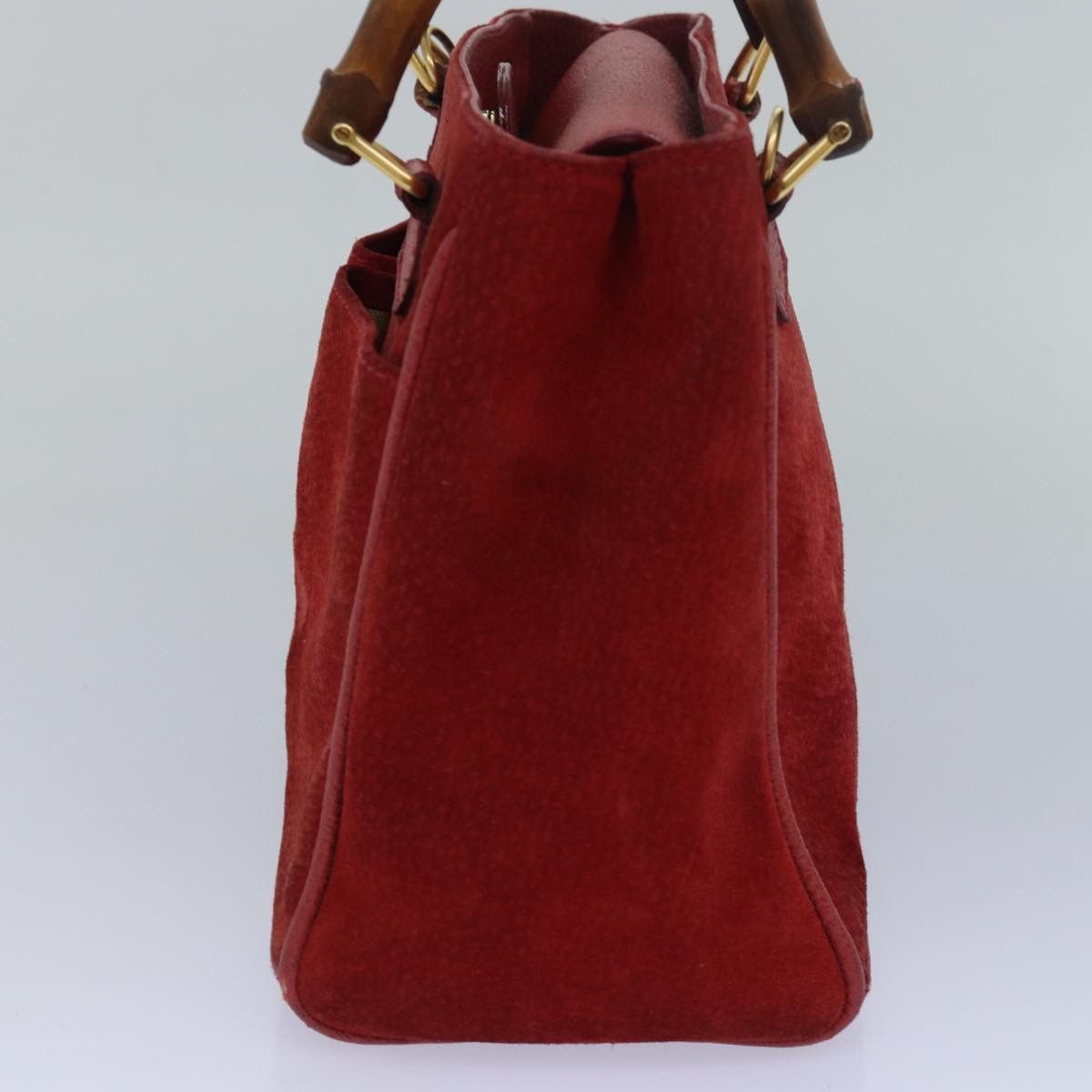 Gucci Bamboo Red Suede Handbag (Pre-Owned) Size ONE SIZE - 12 Thumbnail