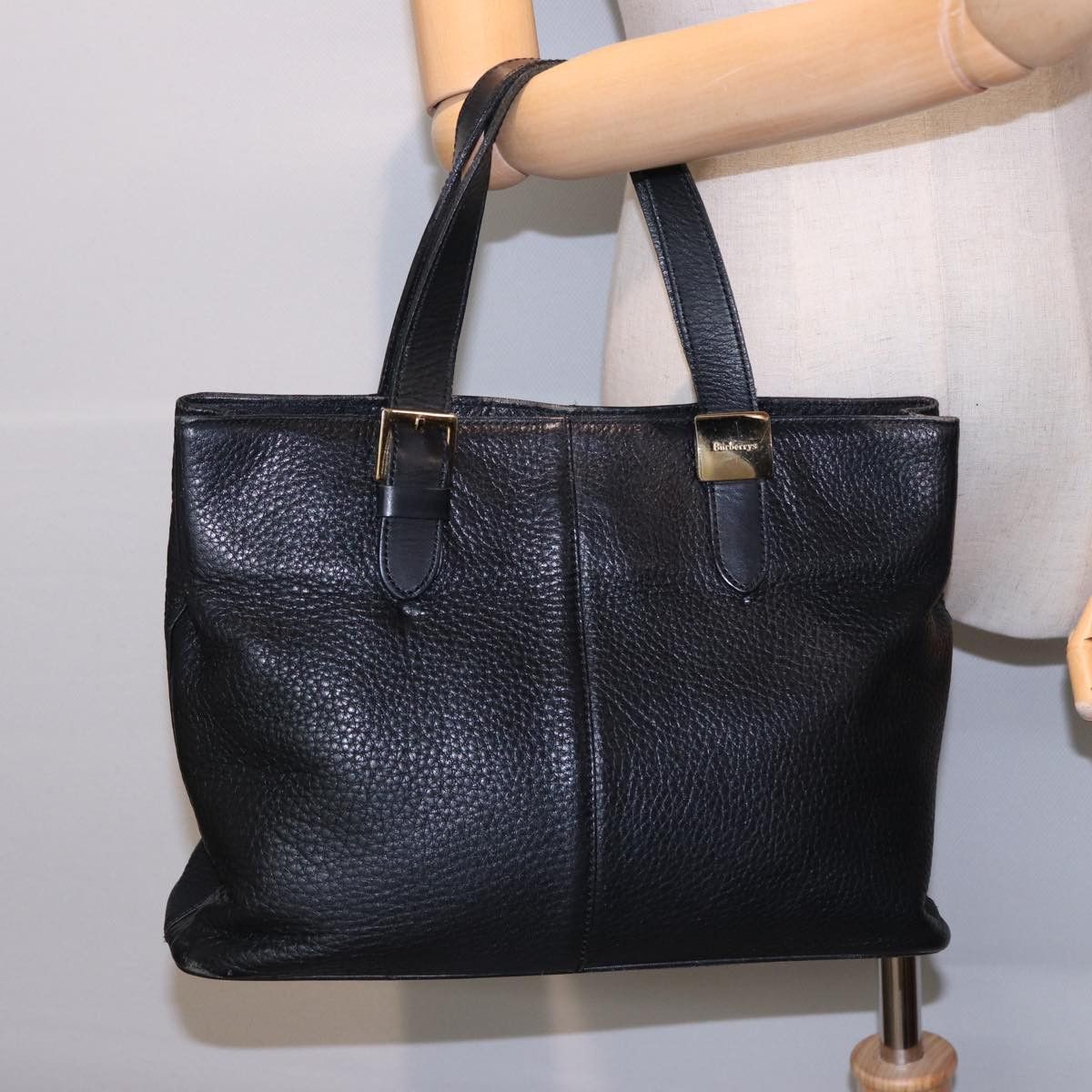 Burberry Black Leather Handbag (Pre-Owned) Size ONE SIZE - 7 Thumbnail