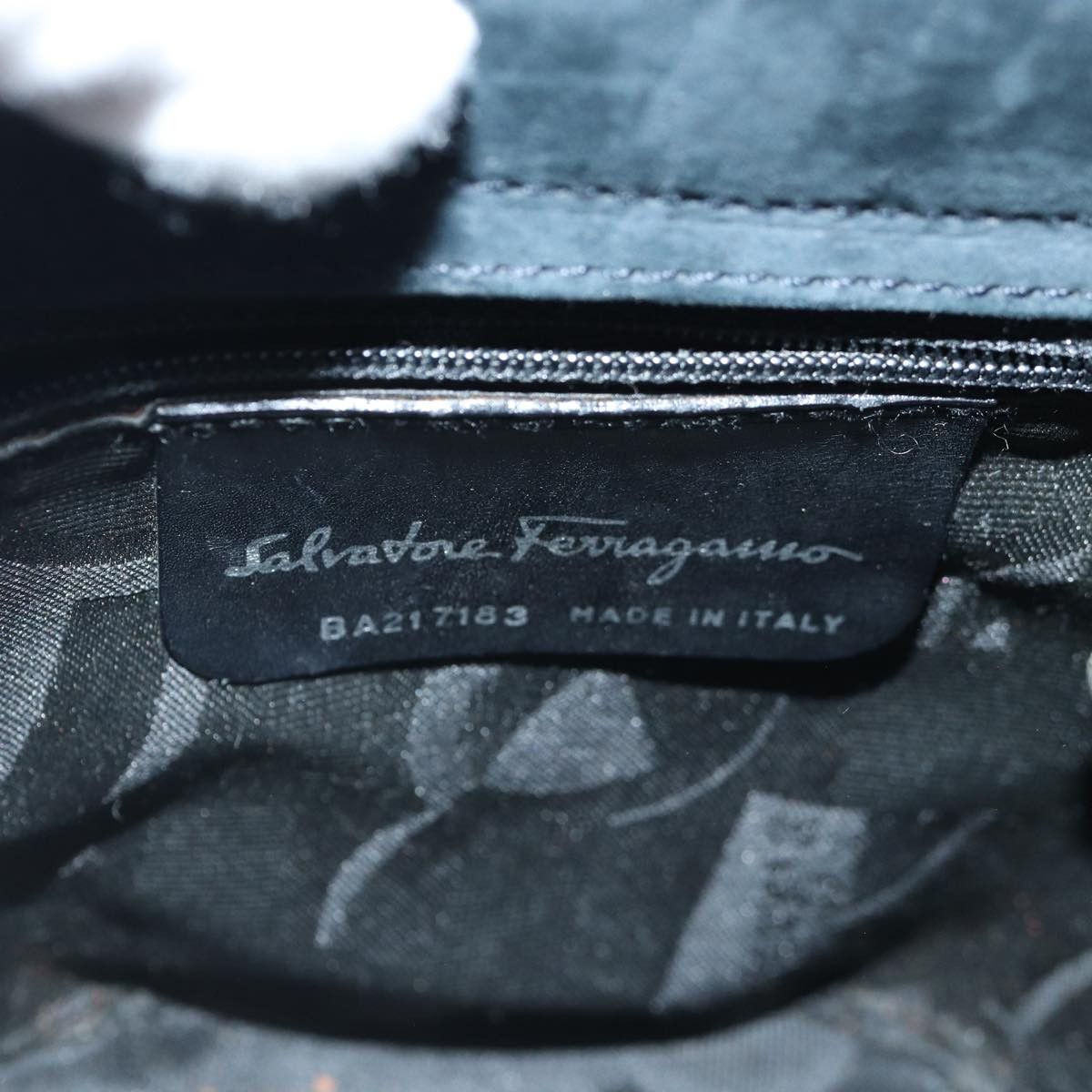 Salvatore Ferragamo Vara Navy Suede Handbag (Pre-Owned) Size ONE SIZE - 6 Thumbnail