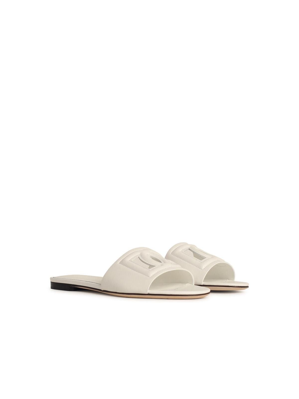 Dolce & Gabbana DOLCE & GABBANA White Leather Slippers Size US 6 / IT 36 - 2 Thumbnail