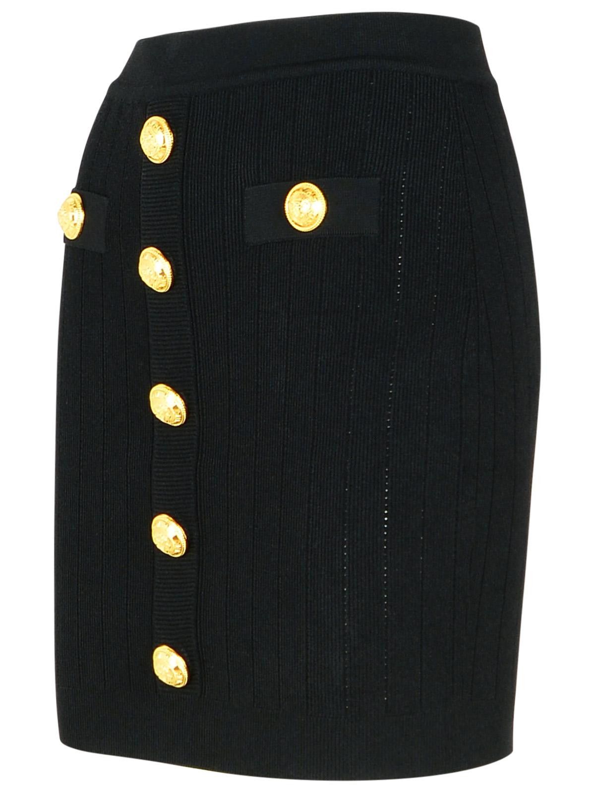 Balmain BALMAIN Black Viscose Blend Miniskirt Size 30" / US 8 / IT 44 - 2 Thumbnail