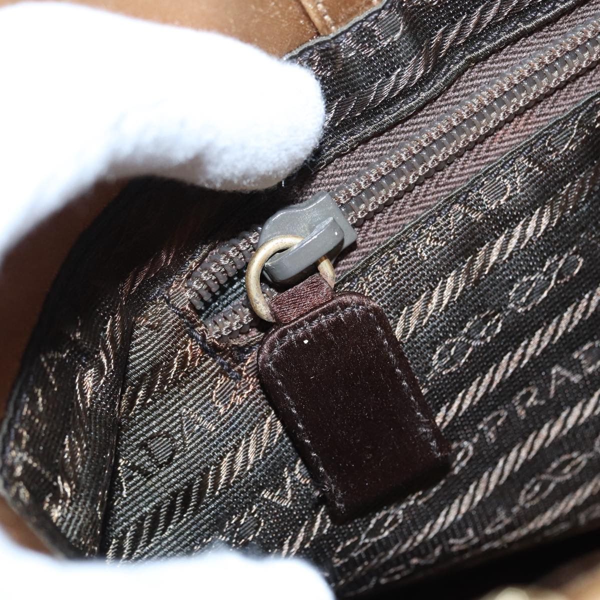 Prada Tessuto Brown Synthetic Handbag (Pre-Owned) Size ONE SIZE - 12 Thumbnail