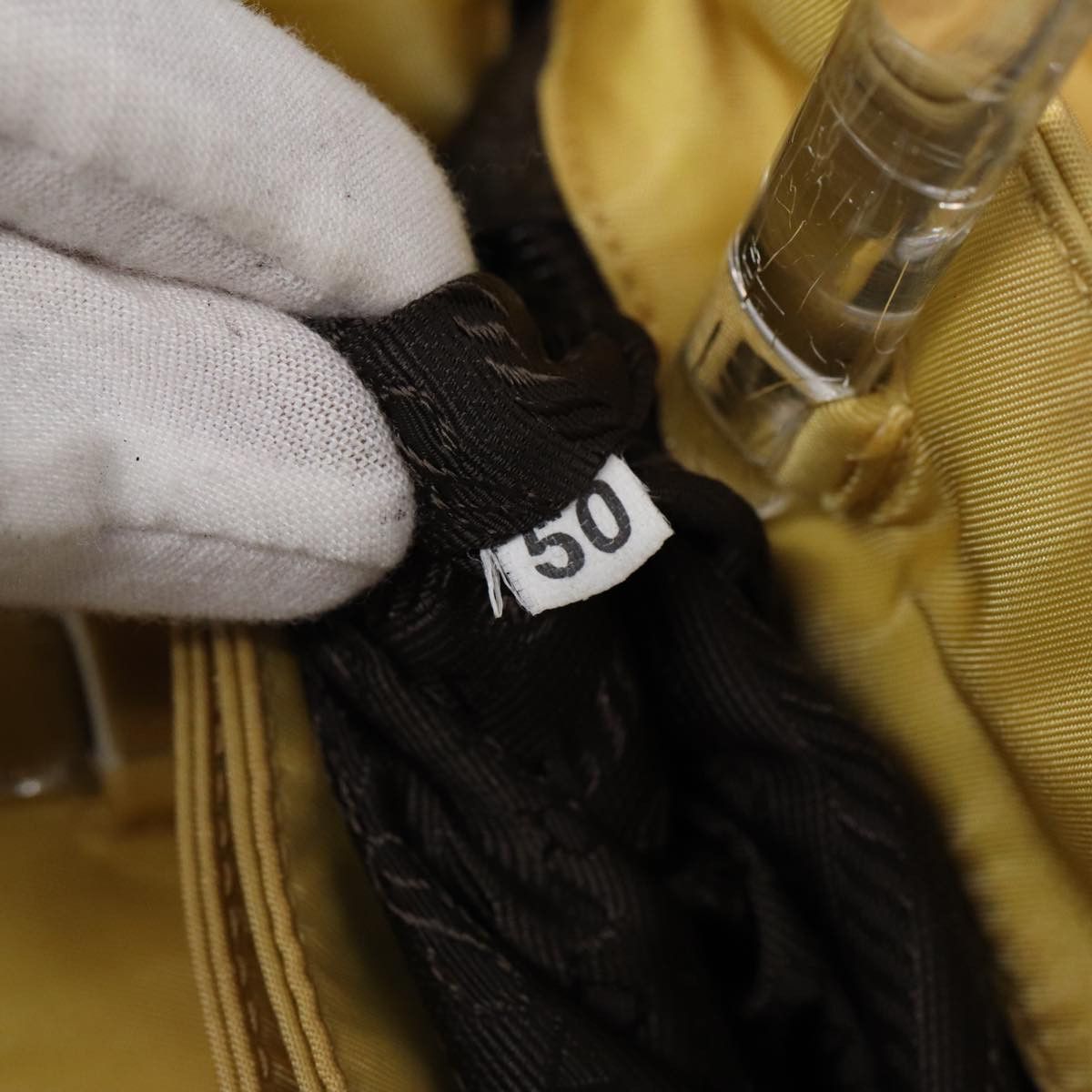 Prada Tessuto Yellow Synthetic Handbag (Pre-Owned) Size ONE SIZE - 8 Thumbnail