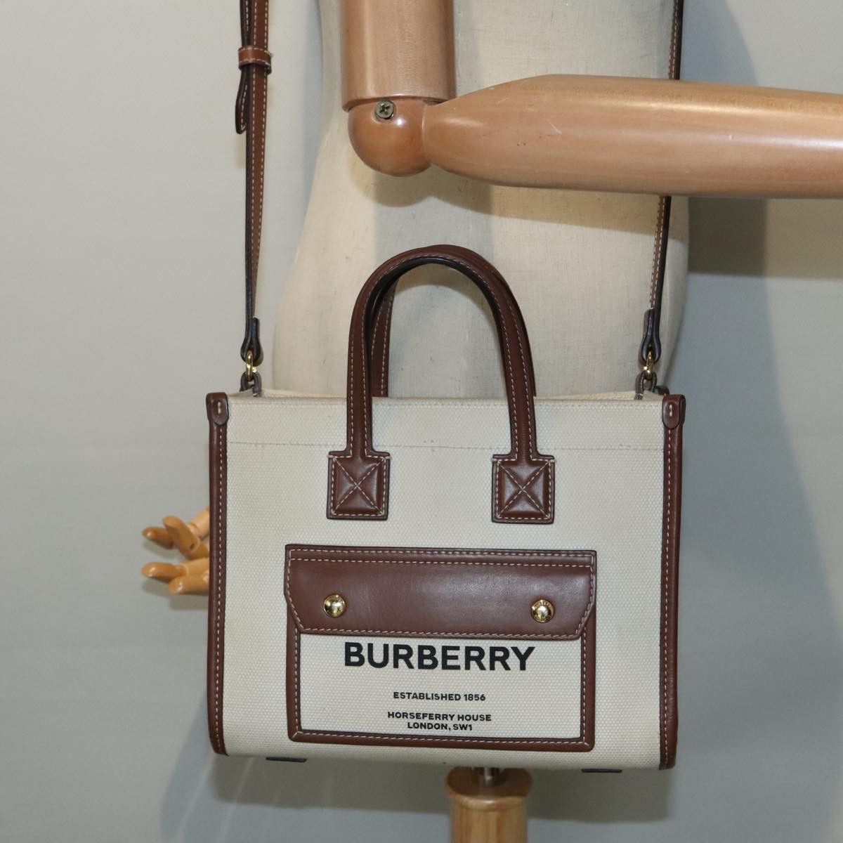 Burberry Freya Beige Canvas Tote Bag (Pre-Owned) Size ONE SIZE - 14 Thumbnail