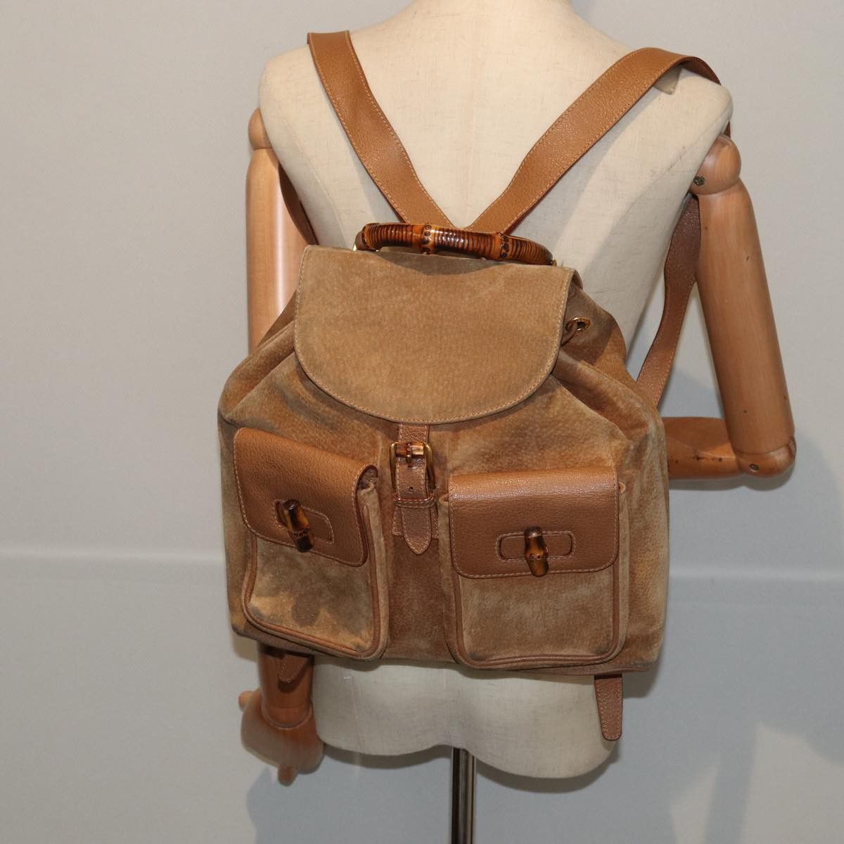 Gucci Bamboo Brown Suede Backpack Bag (Pre-Owned) Size ONE SIZE - 7 Thumbnail