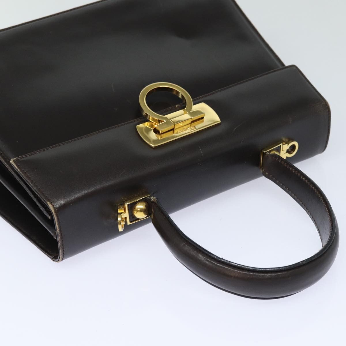 Salvatore Ferragamo Gancini Brown Leather Handbag (Pre-Owned) Size ONE SIZE - 4 Thumbnail