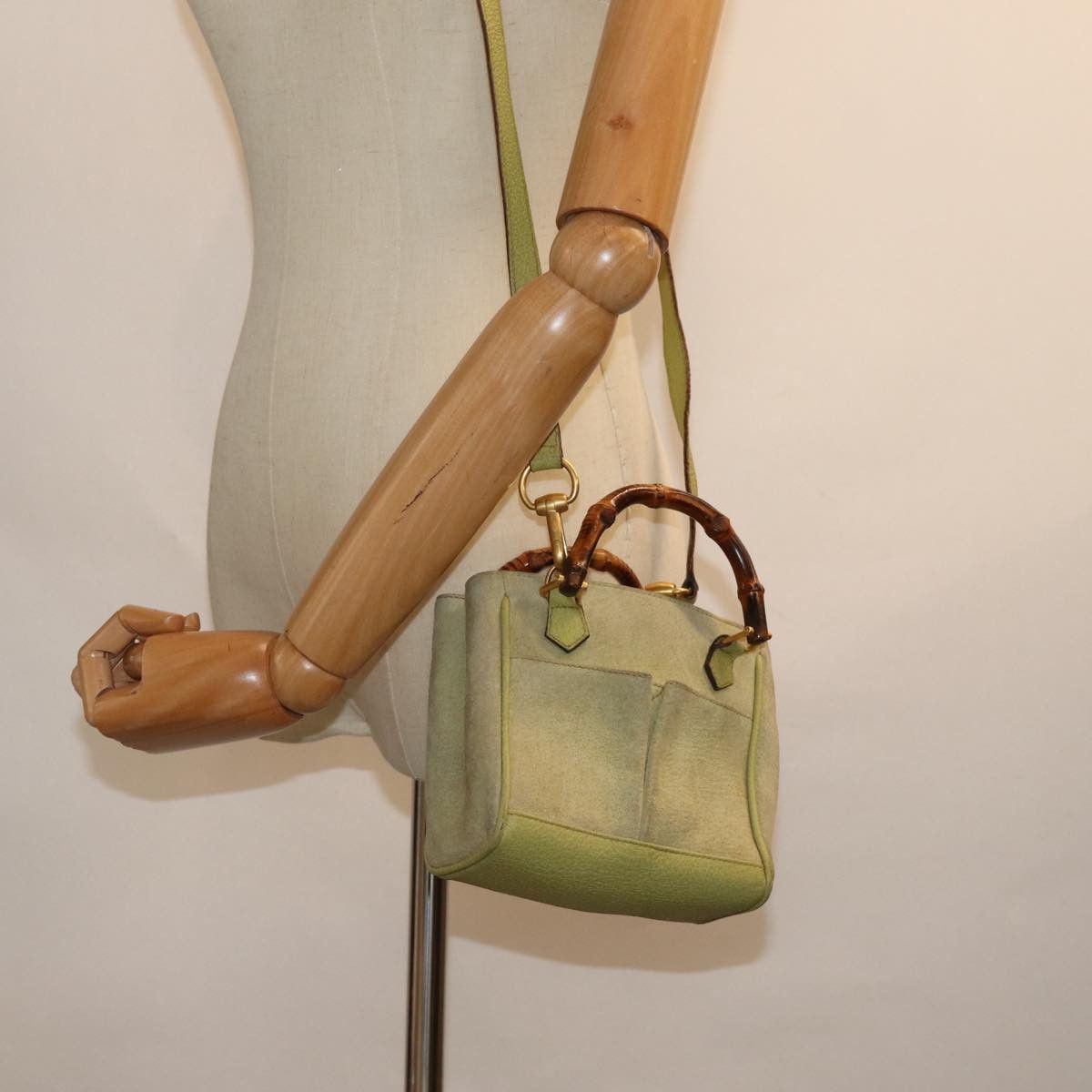 Gucci Bamboo Green Suede Handbag (Pre-Owned) Size ONE SIZE - 7 Thumbnail