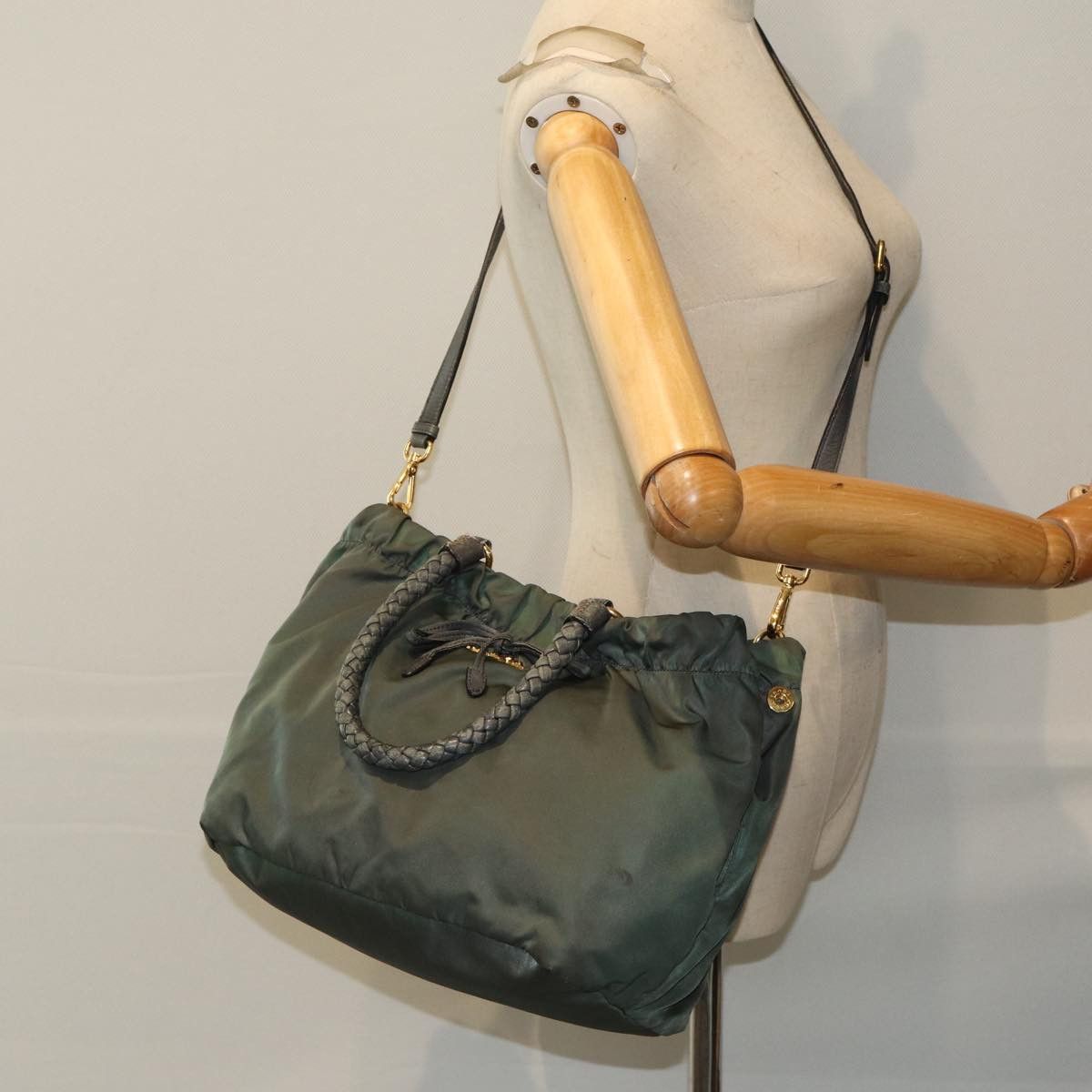 Prada Tessuto Khaki Synthetic Handbag (Pre-Owned) Size ONE SIZE - 7 Thumbnail