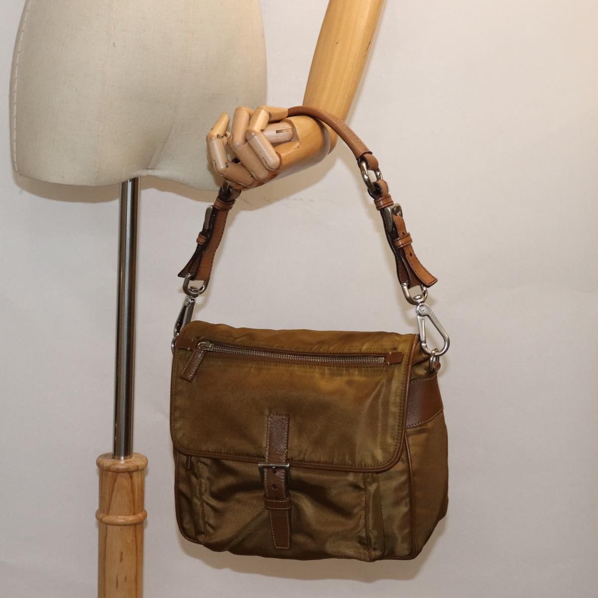 Prada Tessuto Brown Synthetic Shoulder Bag (Pre-Owned) Size ONE SIZE - 8 Thumbnail