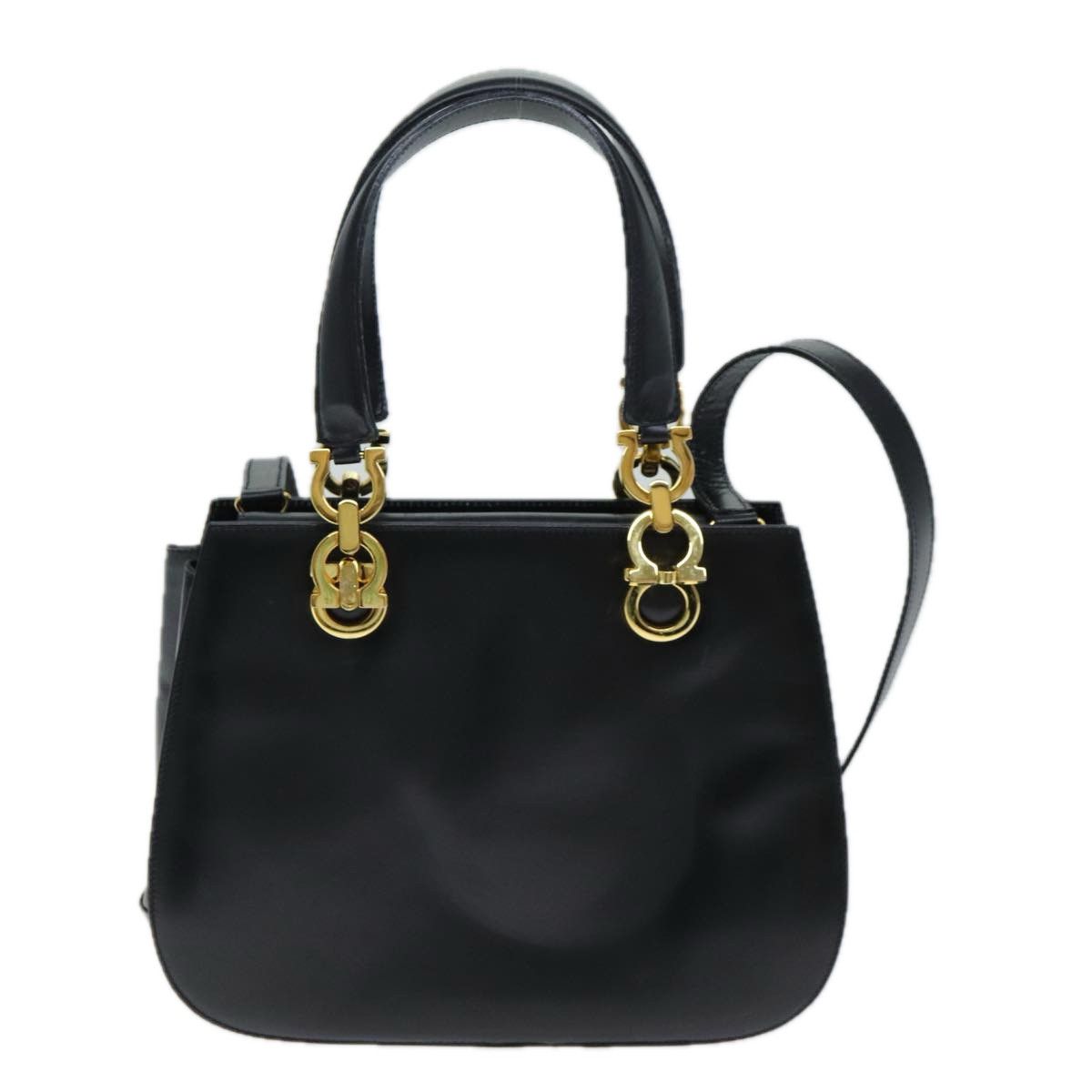 Salvatore Ferragamo Gancini Black Leather Handbag (Pre-Owned) Size ONE SIZE - 10 Thumbnail