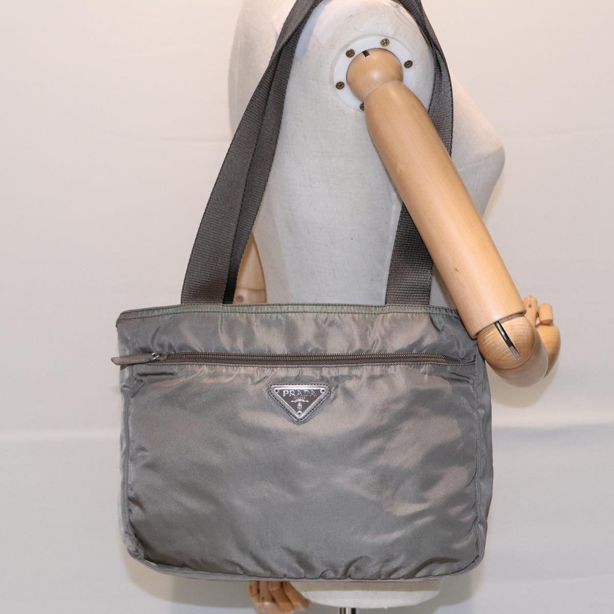 Prada Tessuto Grey Synthetic Tote Bag (Pre-Owned) Size ONE SIZE - 7 Thumbnail