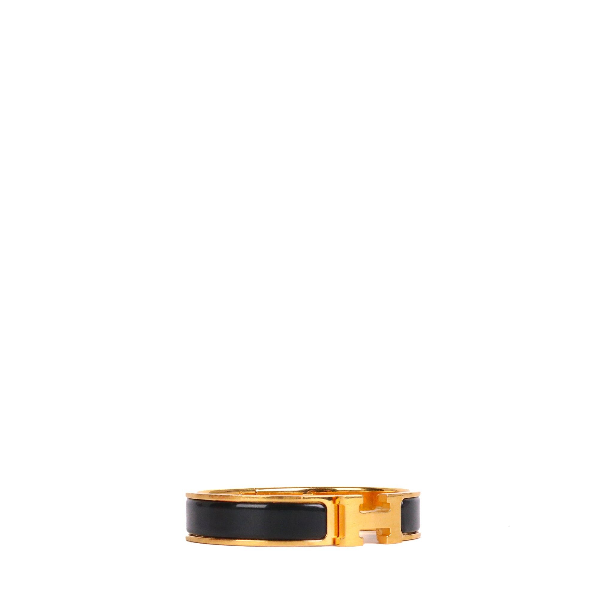 Hermes HERMÈS - Clic H Hermès bracelet in black enamel (T0) Size ONE SIZE - 2 Thumbnail