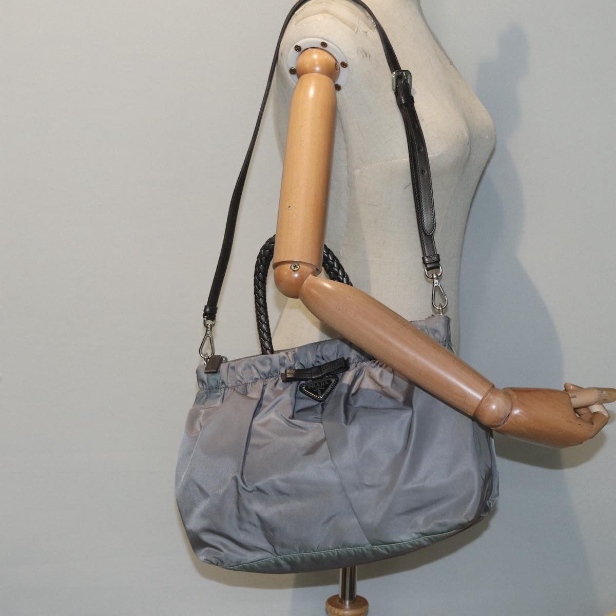Prada Tessuto Grey Synthetic Handbag (Pre-Owned) Size ONE SIZE - 18 Thumbnail