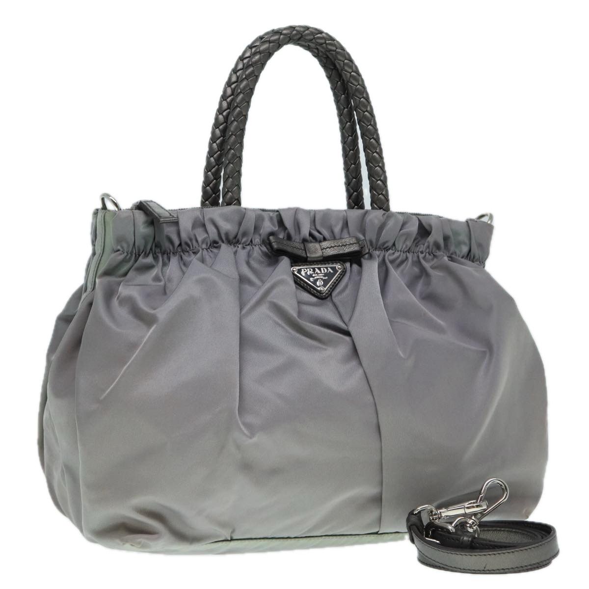 Prada Tessuto Grey Synthetic Handbag (Pre-Owned) Size ONE SIZE - 20 Thumbnail