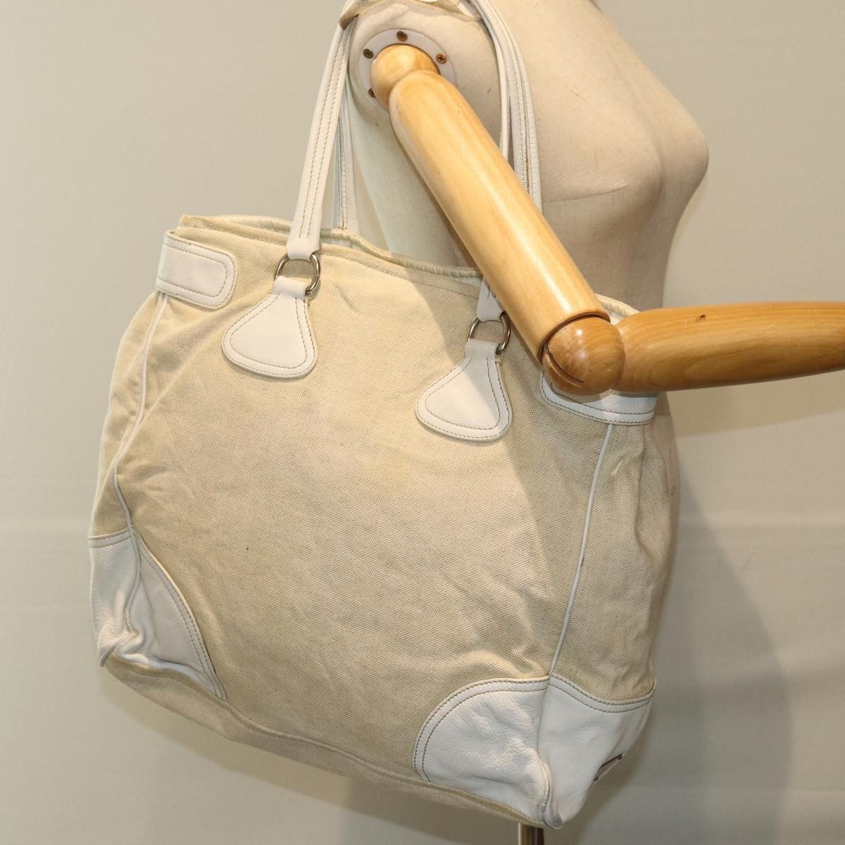 Prada Beige Canvas Tote Bag (Pre-Owned) Size ONE SIZE - 7 Thumbnail