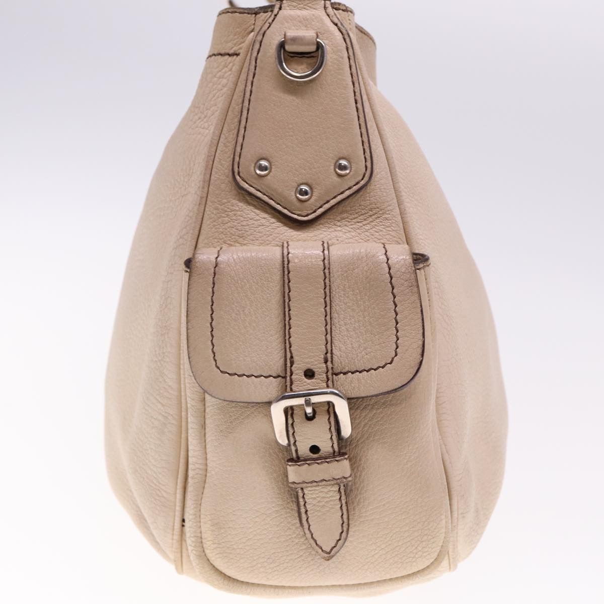 Vitello Beige Leather Shoulder Bag (Pre-Owned)