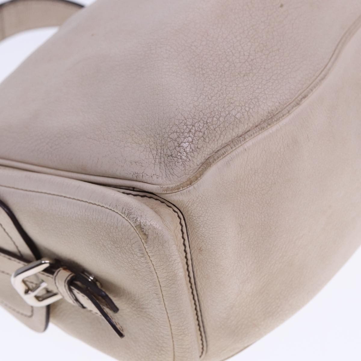 Vitello Beige Leather Shoulder Bag (Pre-Owned)